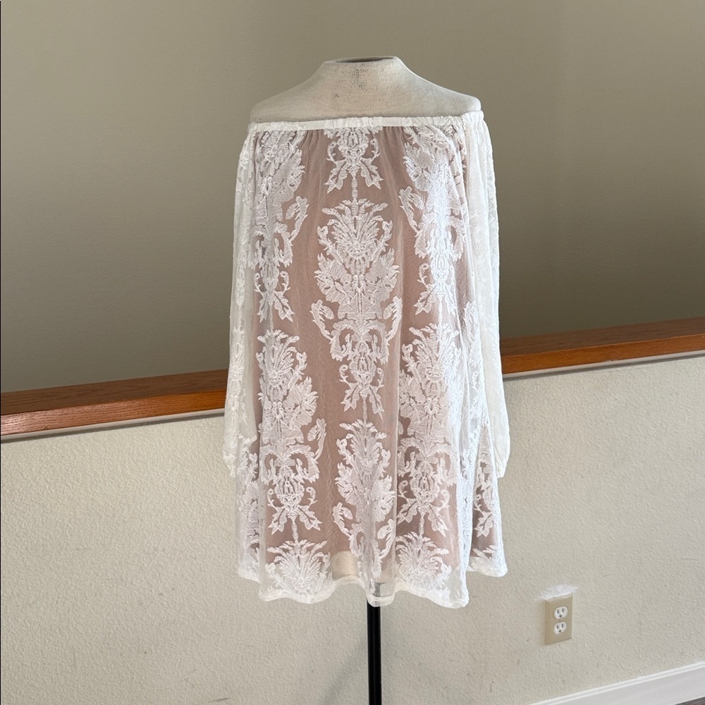 For Love & Lemons lace off the shoulder long sleeve dress
